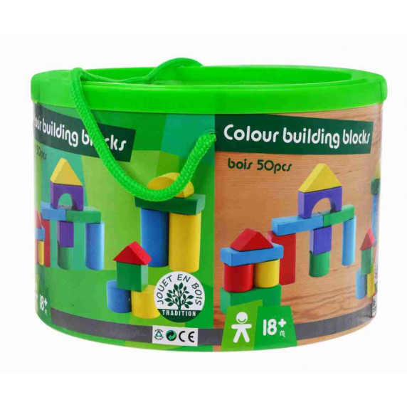 Drevené farebné tvary 50 kusov COLOUR BUILDING BLOCKS