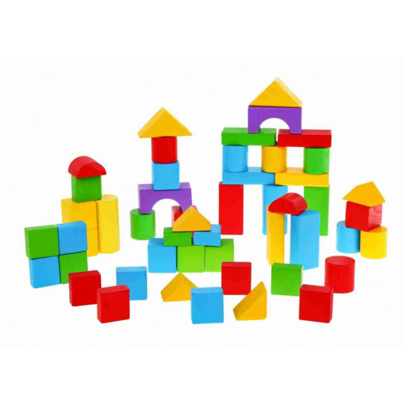 Drevené farebné tvary 50 kusov COLOUR BUILDING BLOCKS