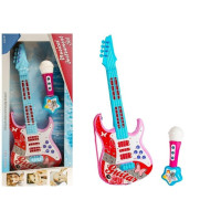 Elektrická gitara s mikrofónom Inlea4Fun - ružová/modrá 