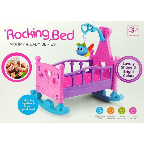 Kolíska pre bábiky Inlea4Fun ROCKING BED - ružová