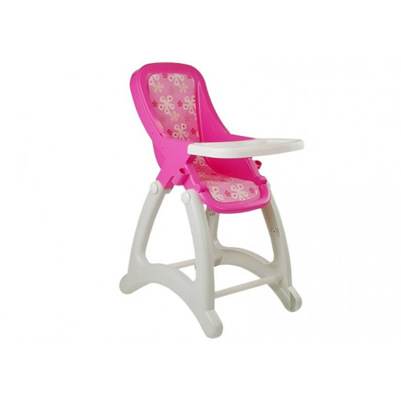 Jedálenská stolička pre bábiky POLESIE - ružová kvetinkovaná 
