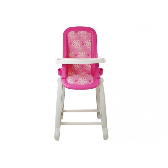 Jedálenská stolička pre bábiky POLESIE - ružová kvetinkovaná 