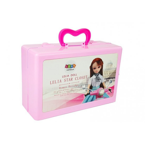 Šatníková skriňa v kufríku s bábikou a doplnkami Inlea4Fun LELIA STAR CLOSET