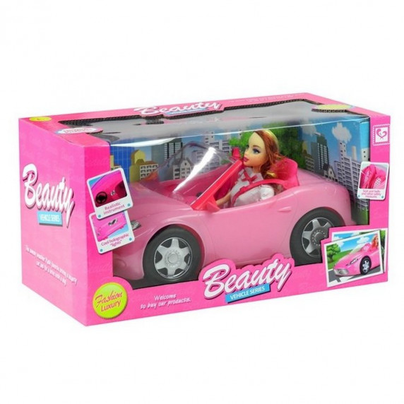 Ružové autíčko kabriolet s bábikou Inlea4Fun BEAUTY