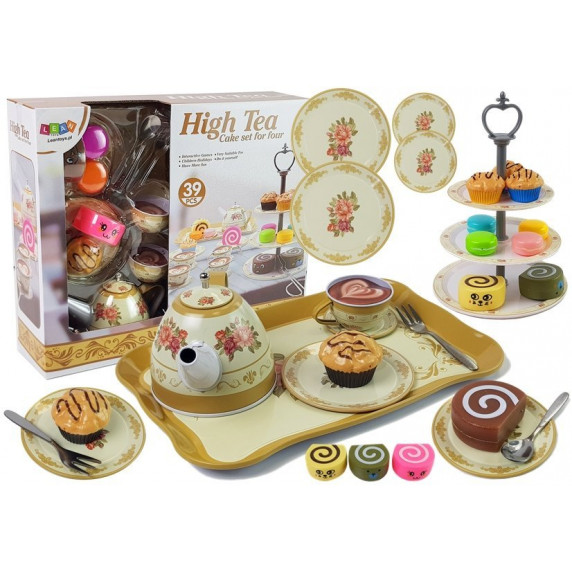 Detská čajová súprava so sladkosťami Inlea4Fun HIGH TEA 