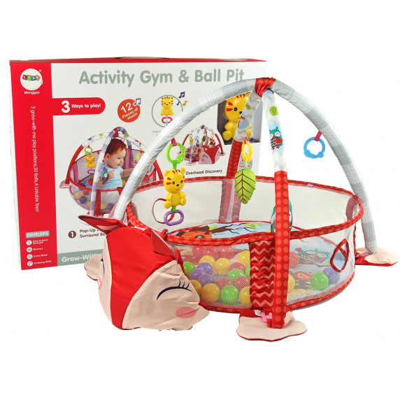 Hracia deka s farebnými loptičkami 3v1 Activity Gym & Ball Pit - líška