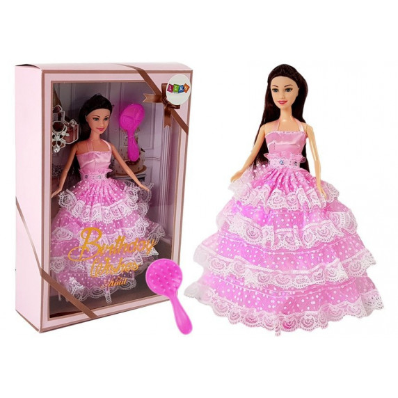 Dlhovlasá bábika Inlea4Fun BIRTHDAY WISHES 28 cm - s ružovými šatami