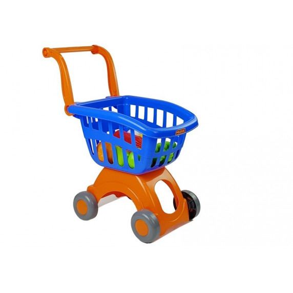 Nákupný vozík s potravinami POLESIE 71385 - modrý/oranžový