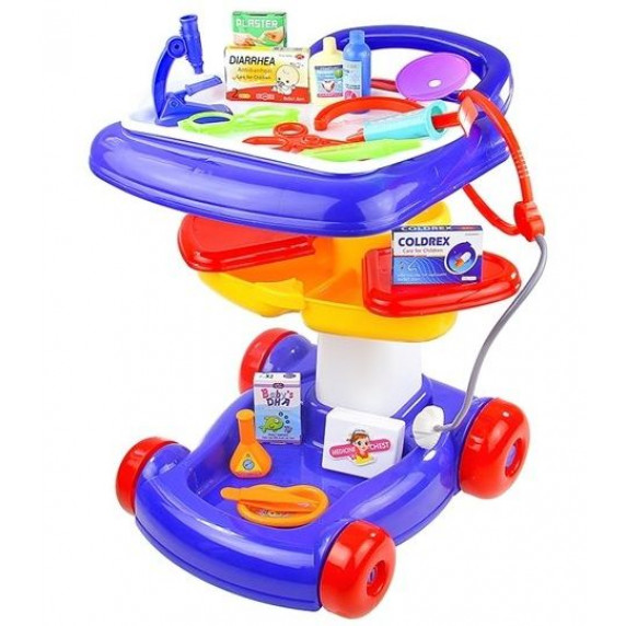 Detský lekársky vozík + 27 kusov príslušenstva Inlea4Fun 