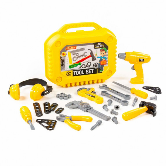 Detské náradie v kufríku 32 kusov Polesie Tool Set - žlté