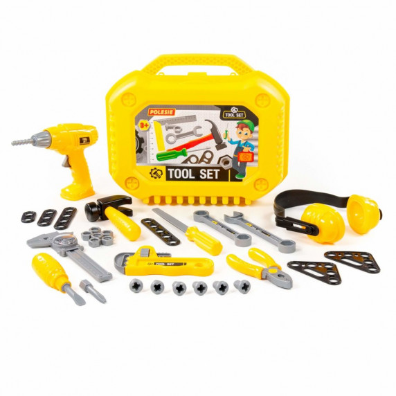 Detské náradie v kufríku 32 kusov Polesie Tool Set - žlté