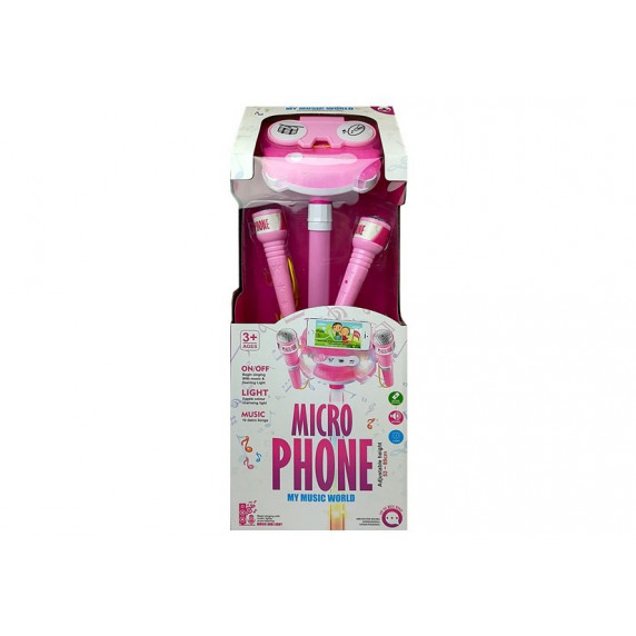 Karaoke mikrofón so stojanom Inlea4Fun MIKRO PHONE - ružový