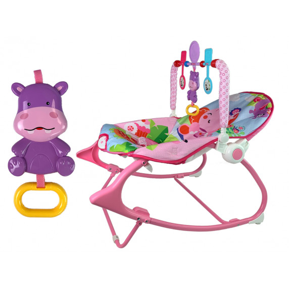 Detské lehátko s vibráciami Inlea4Fun TODDLER ROCKER slon - ružové