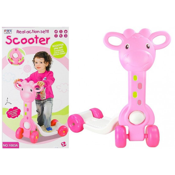 Detská kolobežka Inlea4Fun SCOOTER - ružová žirafa