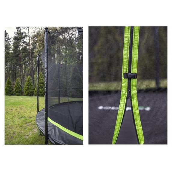 Trampolína 300 cm s vnútornou ochrannou sieťou LEAN SPORT PRO 10 ft - čierna/zelená