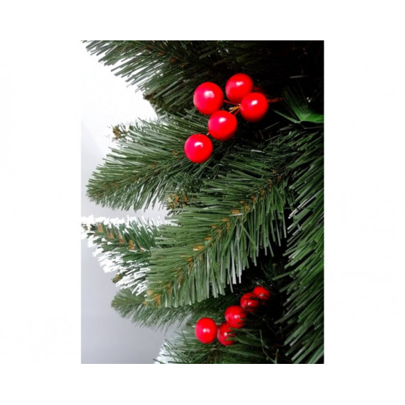 Zasnežený vianočný stromček IZA 180 cm s červenými bobuľami + stojan