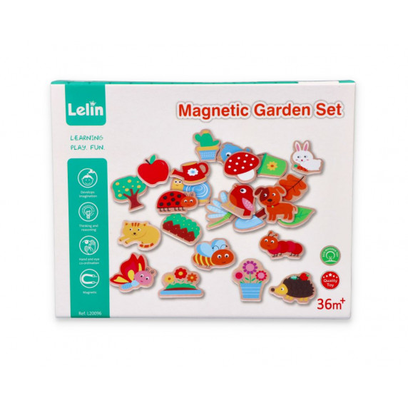 Drevené magnety Lelin - záhrada 24 ks