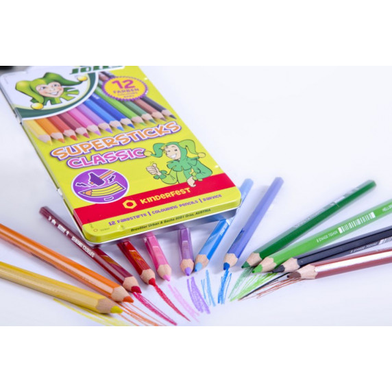 Farebné ceruzky v kovovej krabičke JOLLY Superstics Classic 12 kusov