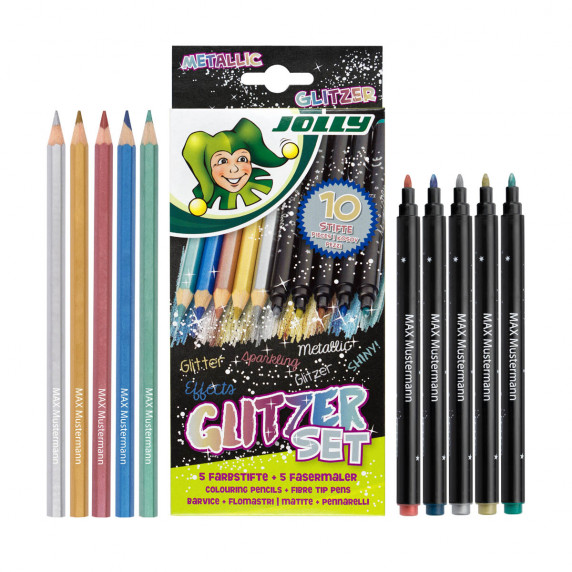 Farebné ceruzky a fixky JOLLY Glitzer Set 10 kusov