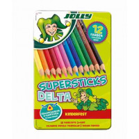 Farebné ceruzky v kovovej krabičke JOLLY Superstics Delta 12 kusov 