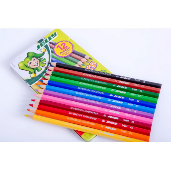 Farebné ceruzky v kovovej krabičke JOLLY Superstics Classic 12 kusov