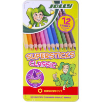 Farebné ceruzky v kovovej krabičke JOLLY Superstics Classic 12 kusov 