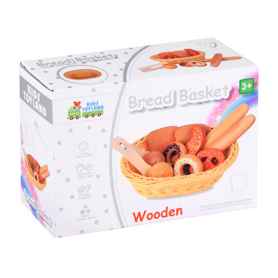 Drevené pekárenské výrobky v košíku Inlea4Fun BREAD BASKET