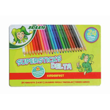 Farebné ceruzky v kovovej krabičke 24 kusov JOLLY Supersticks Delta 