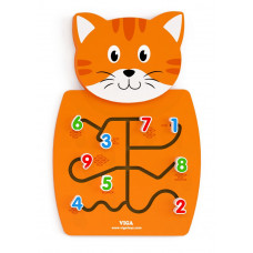 Drevená nástenná tabuľa - bludisko s číslicami pre deti Viga - kocúrik Preview