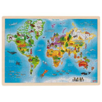 Drevené puzzle Goki - mapa sveta 