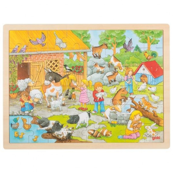 Drevené puzzle Goki - farma