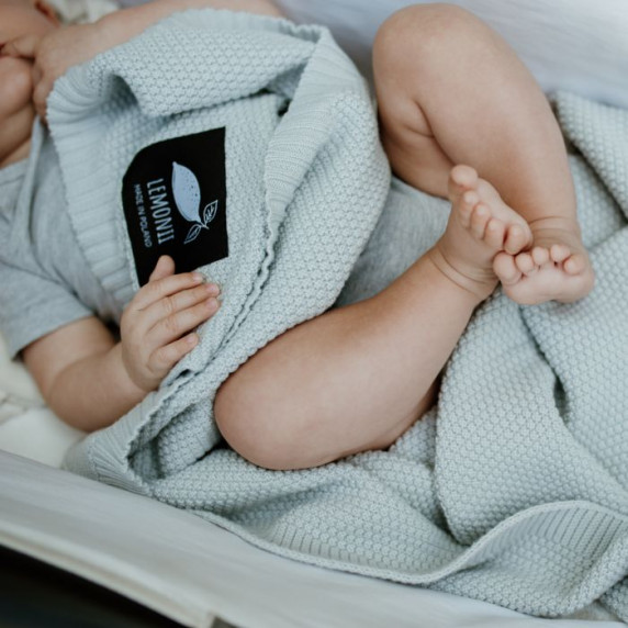 Pletená detská deka, prikrývka LEMONII Baby Blanket - sivá