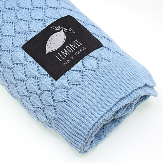 Pletená detská deka, prikrývka LEMONII Cotton Blanket - modrá