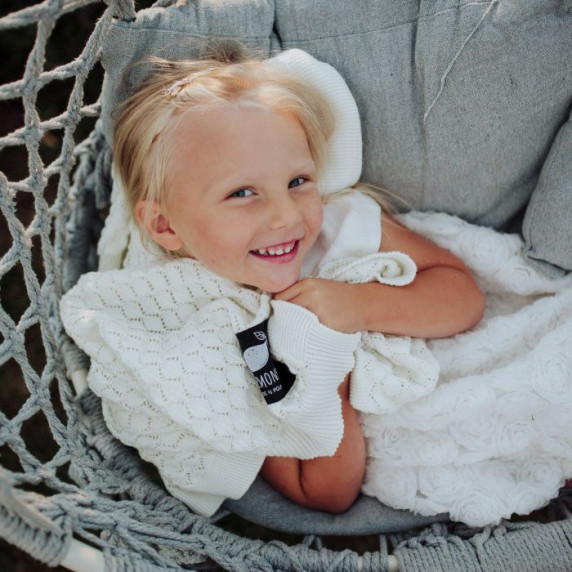Pletená detská deka, prikrývka LEMONII Cotton Blanket - biela