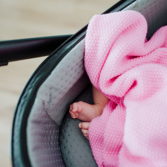 Pletená detská deka, prikrývka LEMONII Baby Blanket - ružová