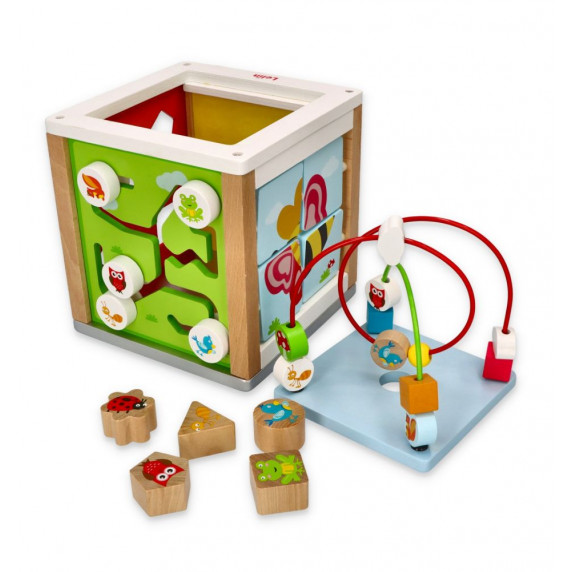 Drevená edukačná kocka s labyrintom Lelin