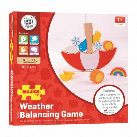 Drevená balančná hra Počasie BIGJIGS Balance game weather