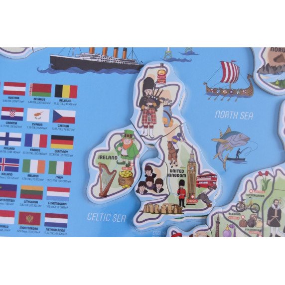 Magnetická mapa Európy 3v1 Woodyland