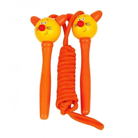 Švihadlo s drevenou rúčkou Woodyland Skipping Rope CAT - oranžové