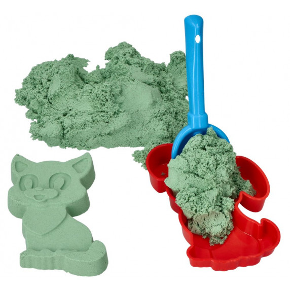 Kinetický piesok zelený 2 kg ADAM TOYS + formičky a lopatka