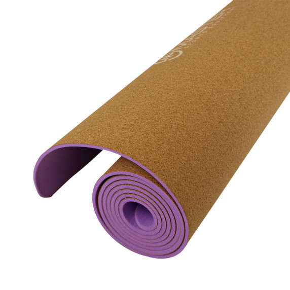 Podložka na cvičenie MASTER Yoga 4 mm - 183 x 61 cm - korková - fialová