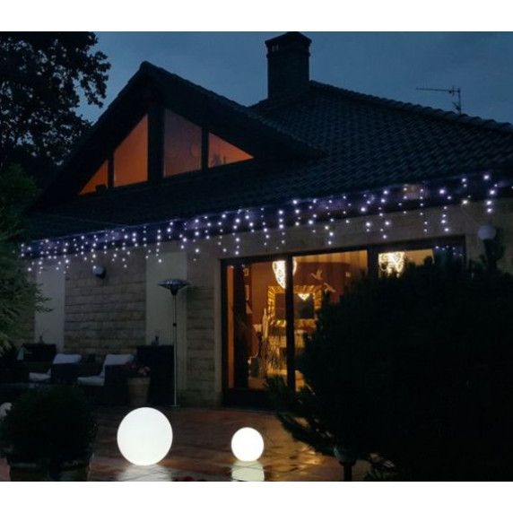 OKEJ Vianočný svetelný záves s časovým spínačom 300 LED, 14,5 m - teplý biely