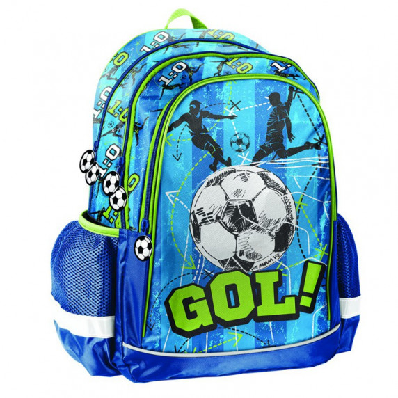 Školská taška ergonomická PASO GOL! 42 x 30 x 18 cm - modrá