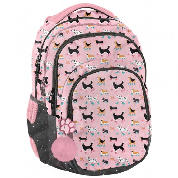 Školský set ružový Psíček PASO - školská taška + peračník + vak na telocvik