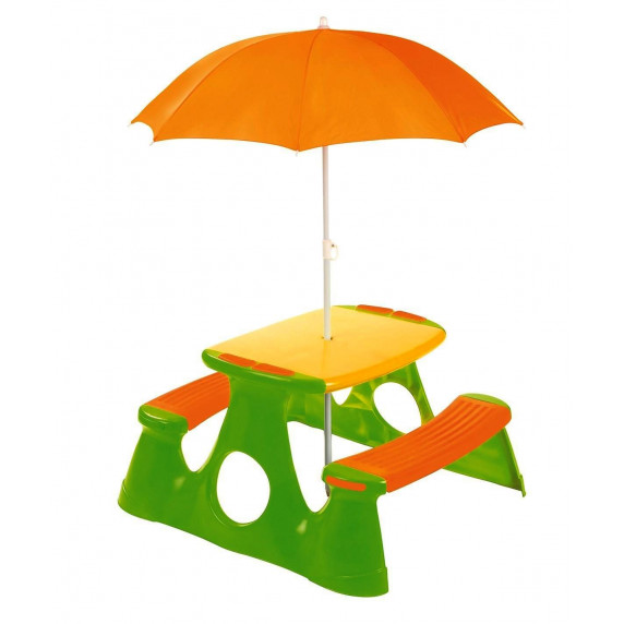 Piknikový stolík pre deti so slnečníkom - oranžovo / zelený Inlea4Fun
