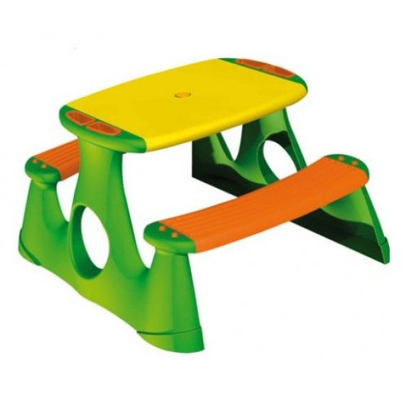 Piknikový stolík pre deti so slnečníkom - oranžovo / zelený Inlea4Fun