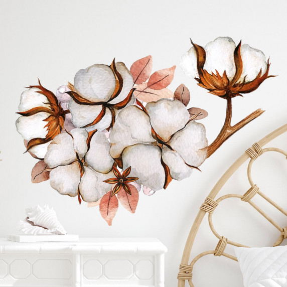Dekorácia na stenu SECRET GARDEN Cotton Set - kvet bavlna