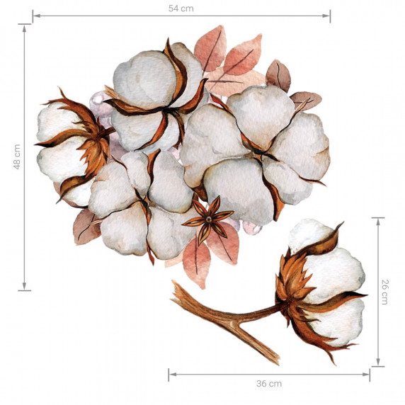 Dekorácia na stenu SECRET GARDEN Cotton Set - kvet bavlna