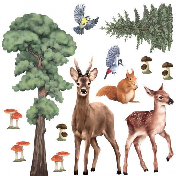 Dekorácia na stenu FOREST ANIMALS II - lesné zvieratká II