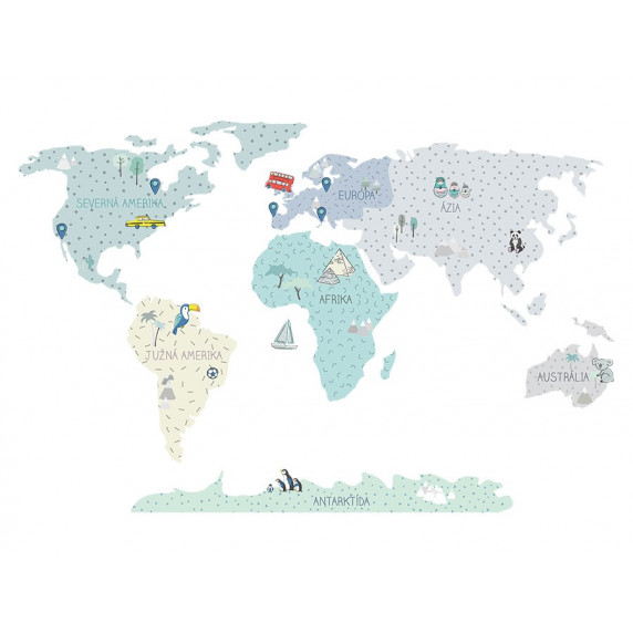 Dekorácia na stenu MAPS MINT 90 x 60 cm - S - Mapa sveta mätová